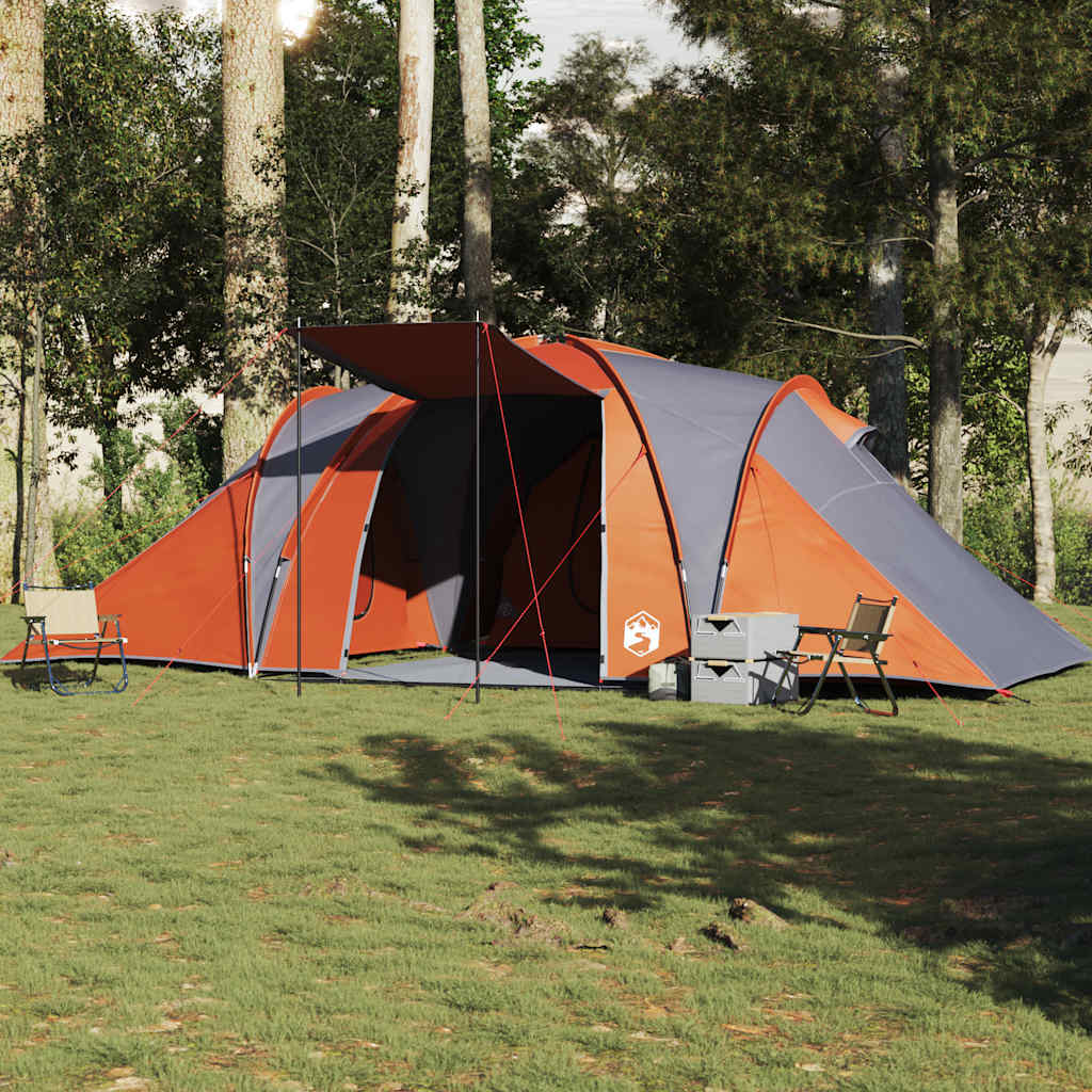 Vidaxl dome tente 6 personnes étanche gris et orange