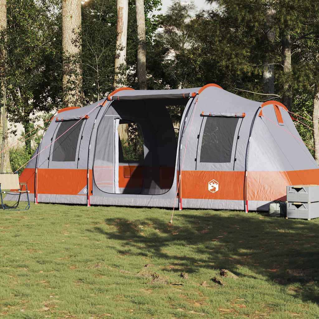 Tente tunnel VidaXL 4 personnes imperméable gris et orange