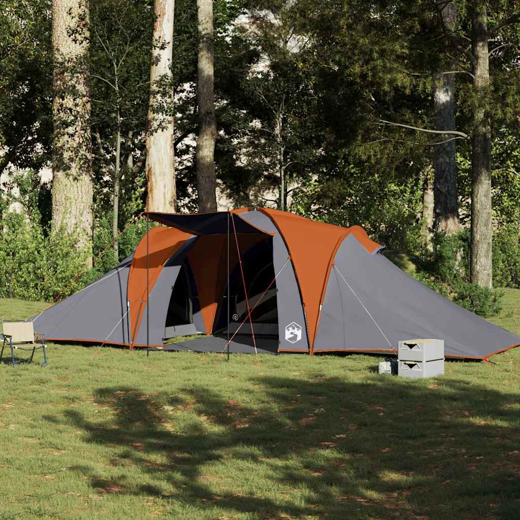 Vidaxl dome tente 6 personnes étanche gris et orange