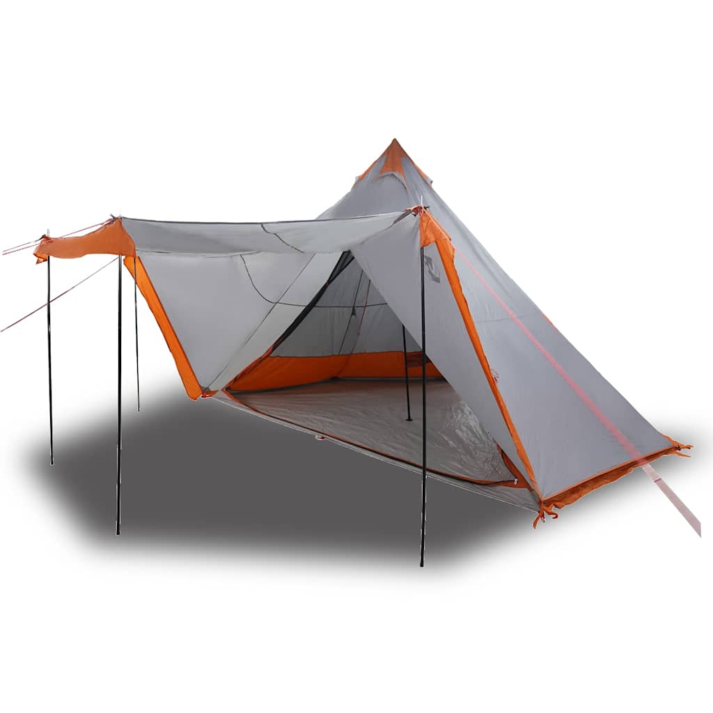 Tente tipi Vidaxl 6 personnes imperméable gris et orange
