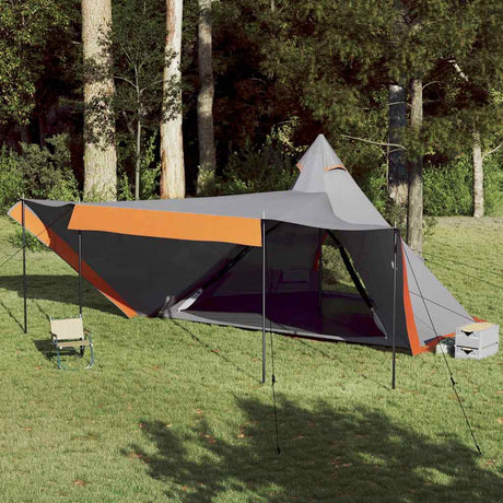 Tente tipi Vidaxl 6 personnes imperméable gris et orange