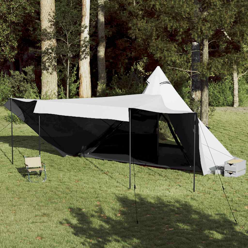 Vidaxl tente tipi 6 personnes imperméable tissu occultant blanc