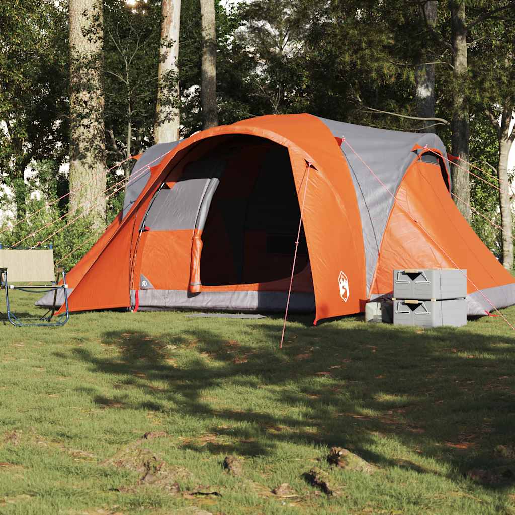 Vidaxl Dome Stan 6-Person Waterproof Grey and Orange