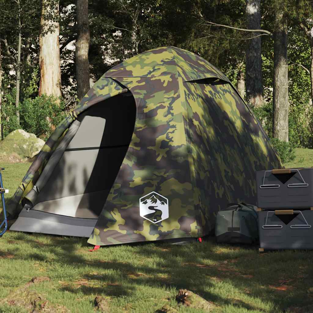 Vidaxl dome tente de 2 personnes camouflage imperméable