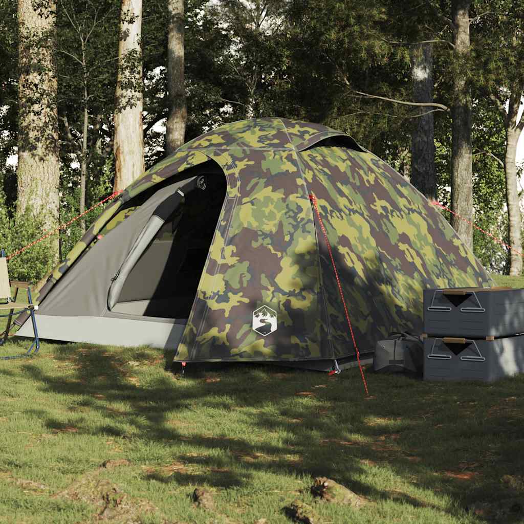 Vidaxl Dome Tent Camuflaje impermeable de 3 personas