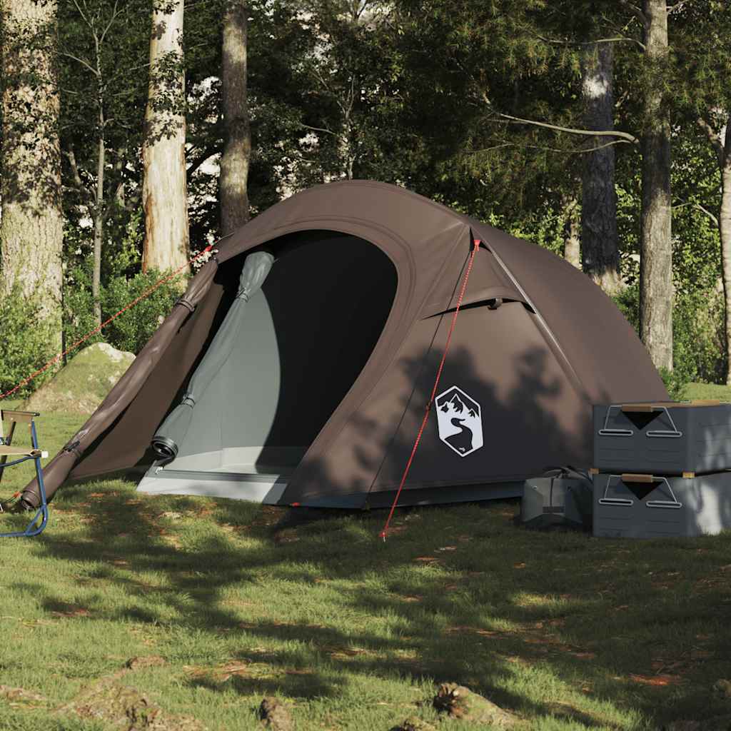 VidaXL tente tunnel 3 personnes imperméable marron