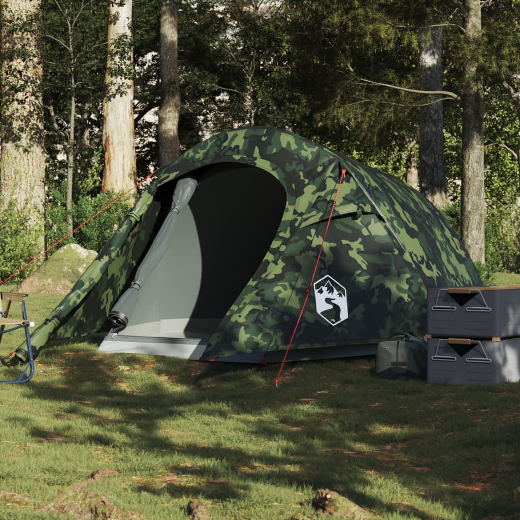 Vidaxl Tunnel Tent à 3 personnes Camouflage imperméable