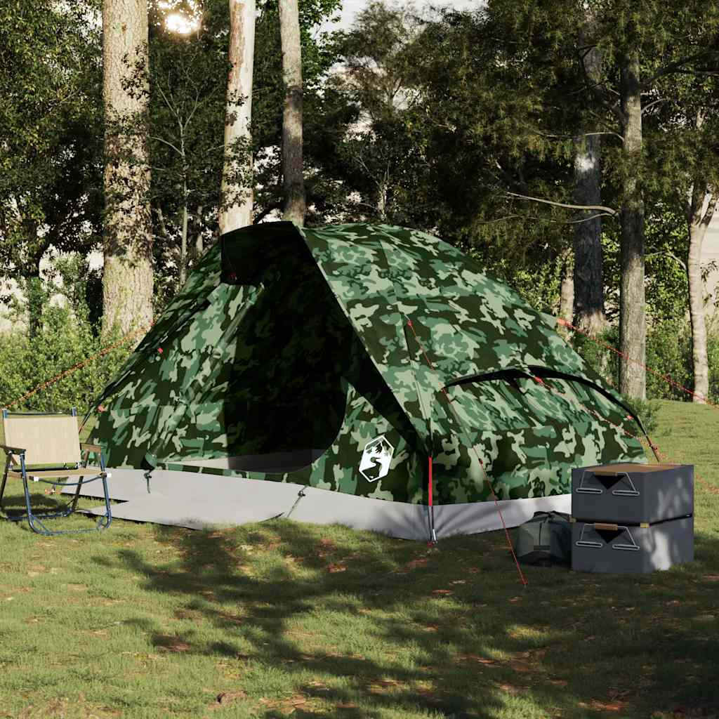Tente dôme VidaXL camouflage imperméable 4 personnes