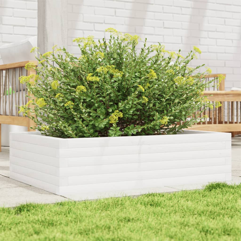 Vidaxx jardinière 90x60x23 cm bois de pin massif blanc