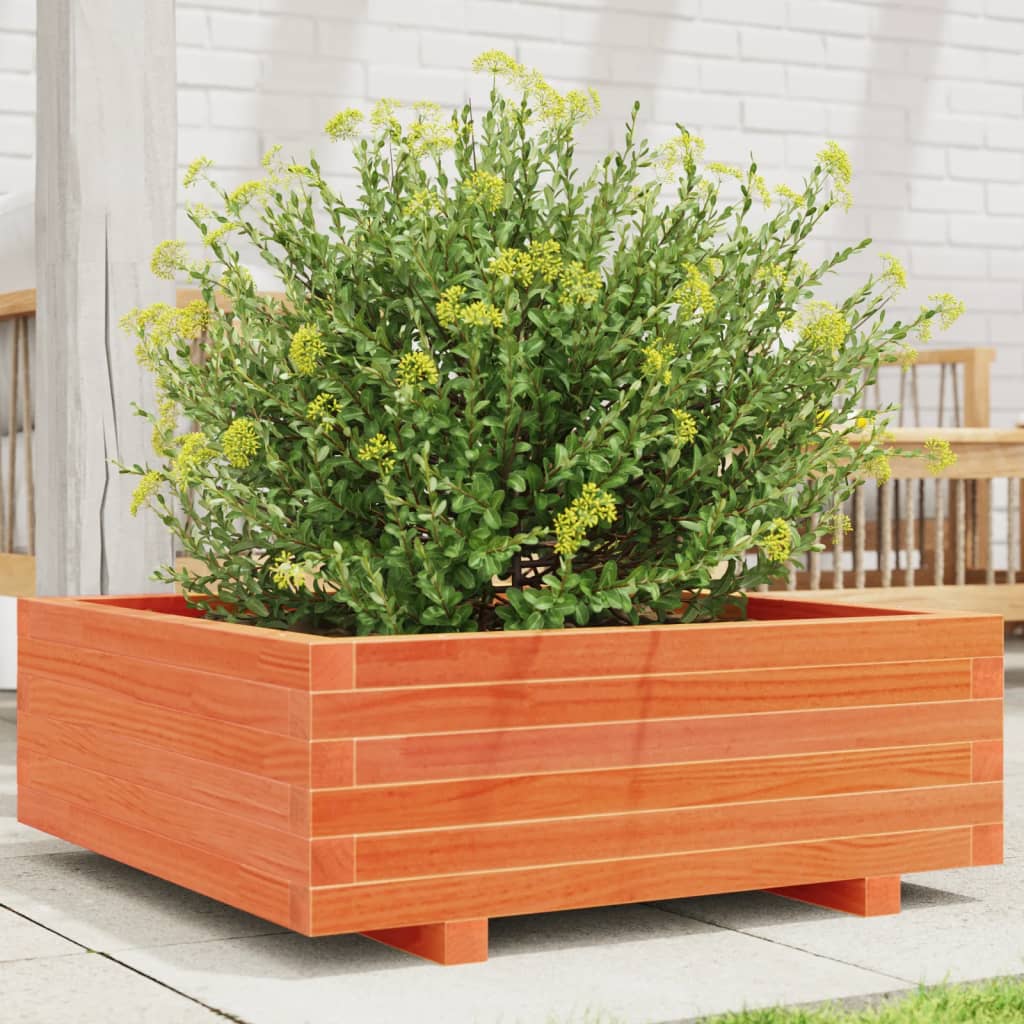 Vidaxx jardinière 70x70x26,5 cm bois de pin massif, marron lavé