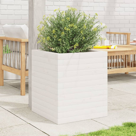 VidaXL Jardinière 40x40x46 cm bois de pin massif blanc