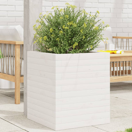 VidaXL Jardinière 40x40x46 cm bois de pin massif blanc
