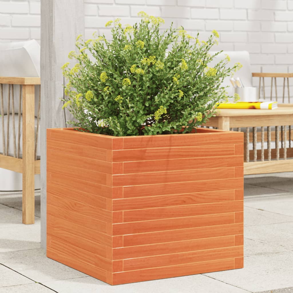 VidaXL Jardinière 50x50x46 cm bois de pin massif, marron lavé