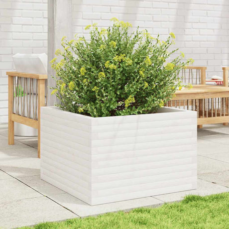 VidaXL Jardinière 70x70x46 cm bois de pin massif blanc