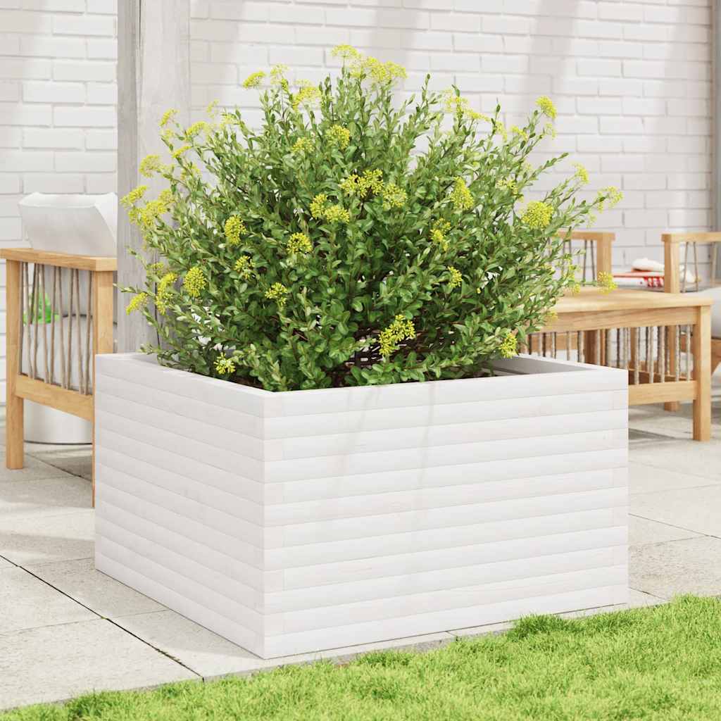 VidaXL Jardinière 80x80x46 cm bois de pin massif blanc