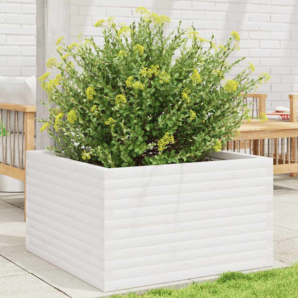 VidaXL Jardinière 80x80x46 cm bois de pin massif blanc