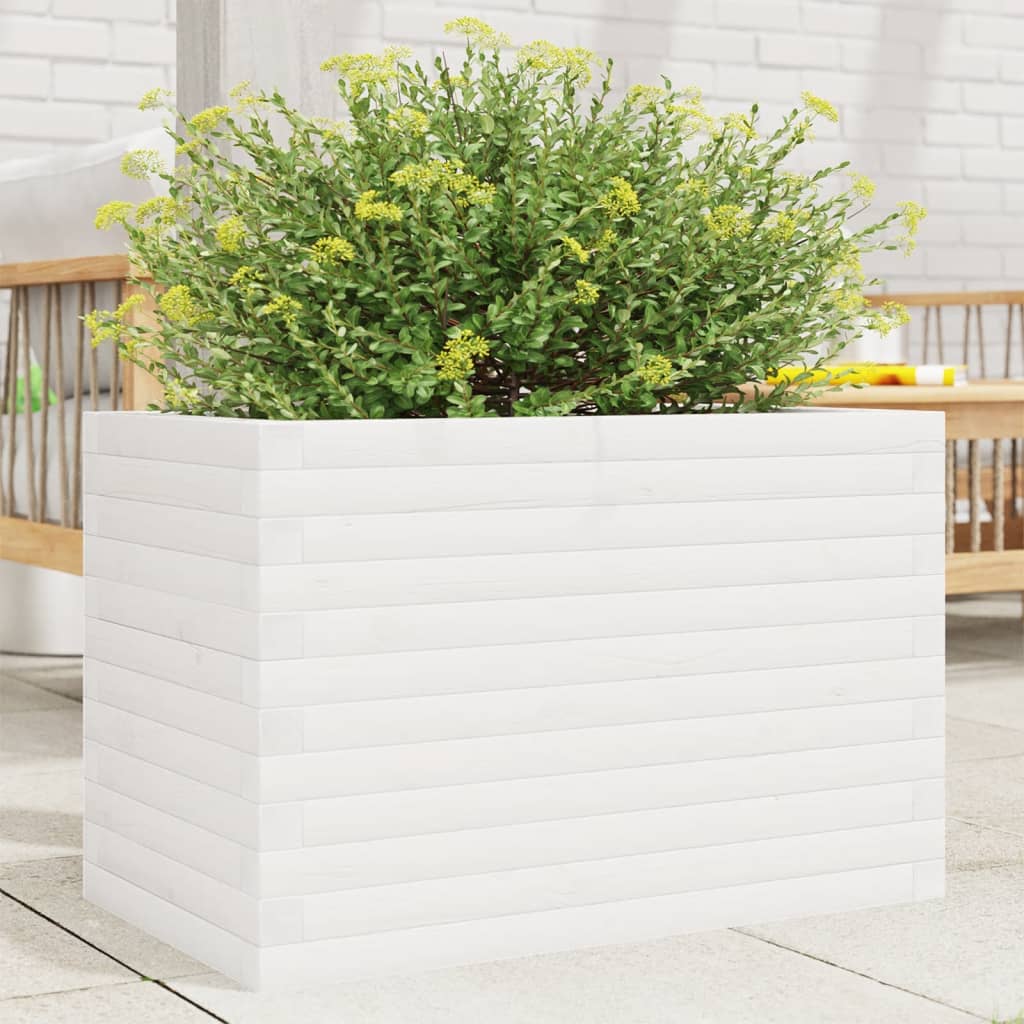 VidaXL Jardinière 70x40x46 cm bois de pin massif blanc