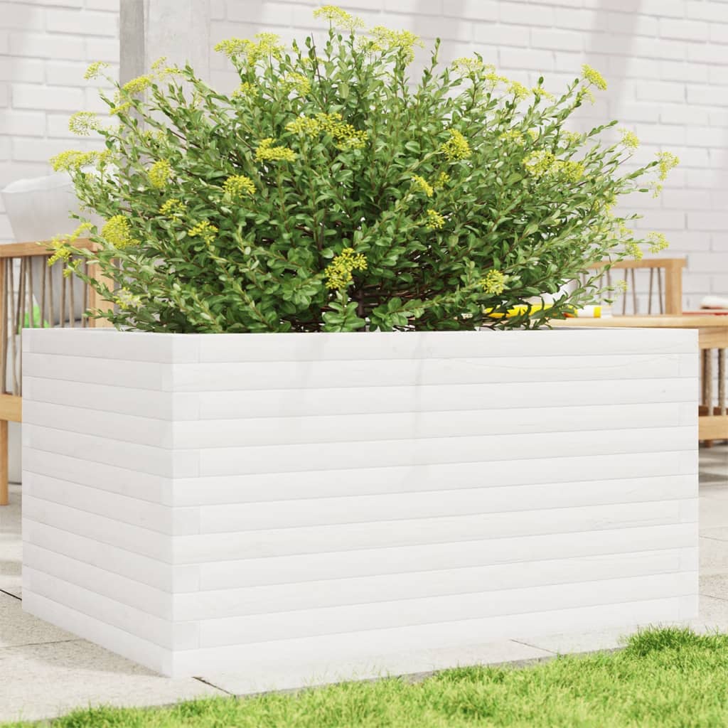 VidaXL Jardinière 90x60x46 cm bois de pin massif blanc