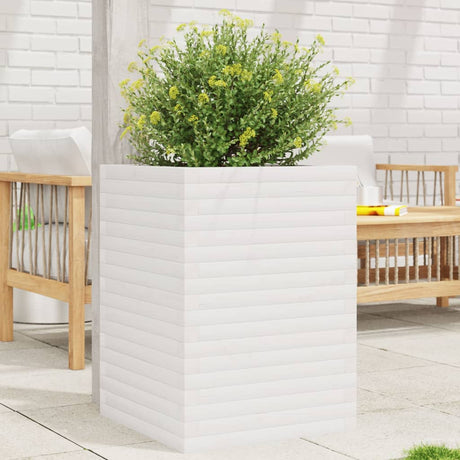 VidaXL Jardinière 50x50x68,5 cm bois de pin massif blanc