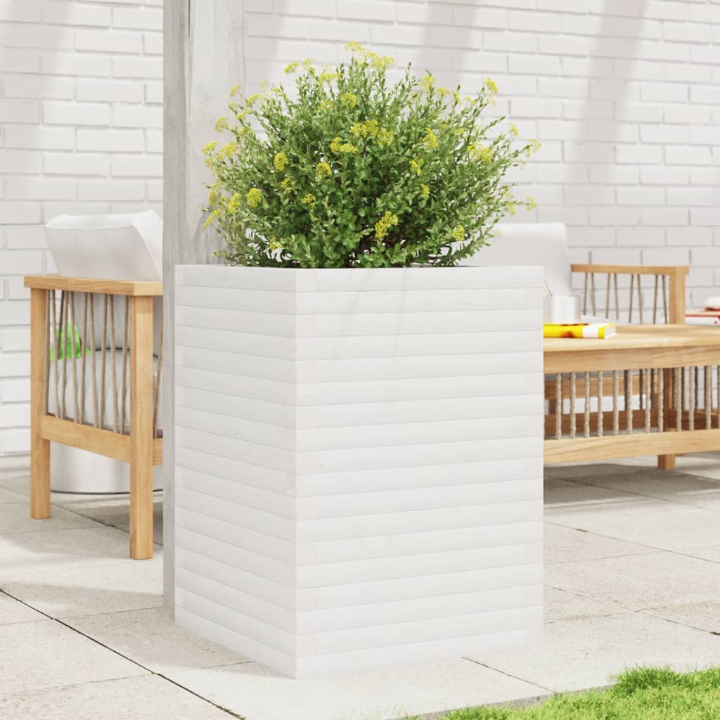 VidaXL Jardinière 50x50x68,5 cm bois de pin massif blanc