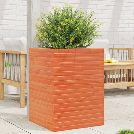 VidaXL Jardinière 50x50x68,5 cm bois de pin massif, marron lavé