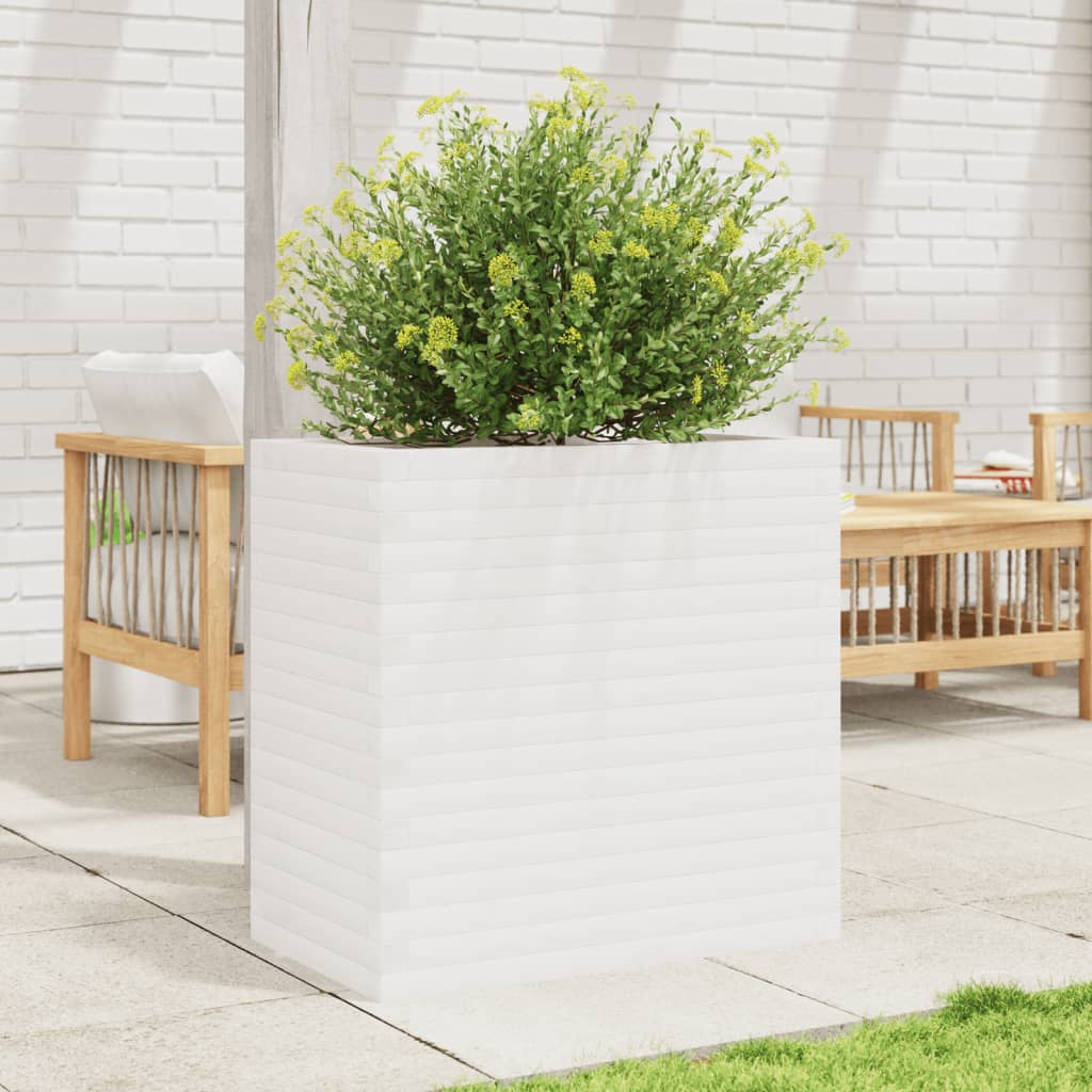 VidaXL Jardinière 70x40x68,5 cm bois de pin massif blanc