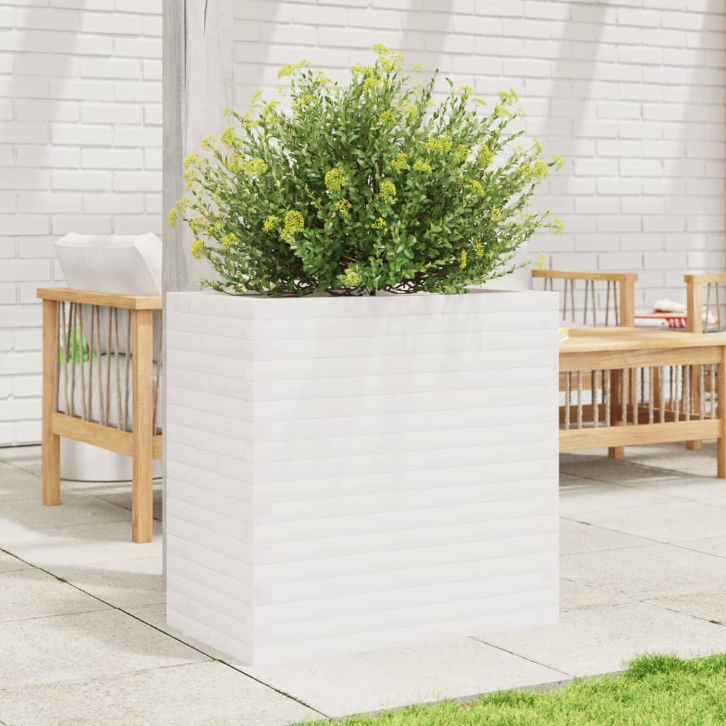 VidaXL Jardinière 70x40x68,5 cm bois de pin massif blanc