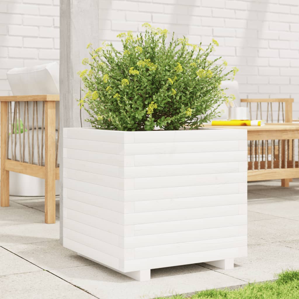VidaXL Jardinière 50x50x49,5 cm bois de pin massif blanc