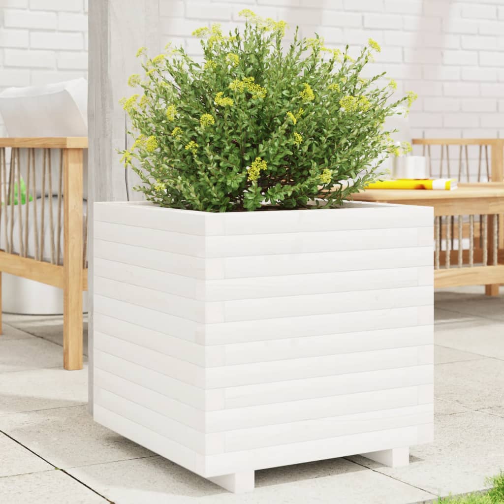 VidaXL Jardinière 50x50x49,5 cm bois de pin massif blanc