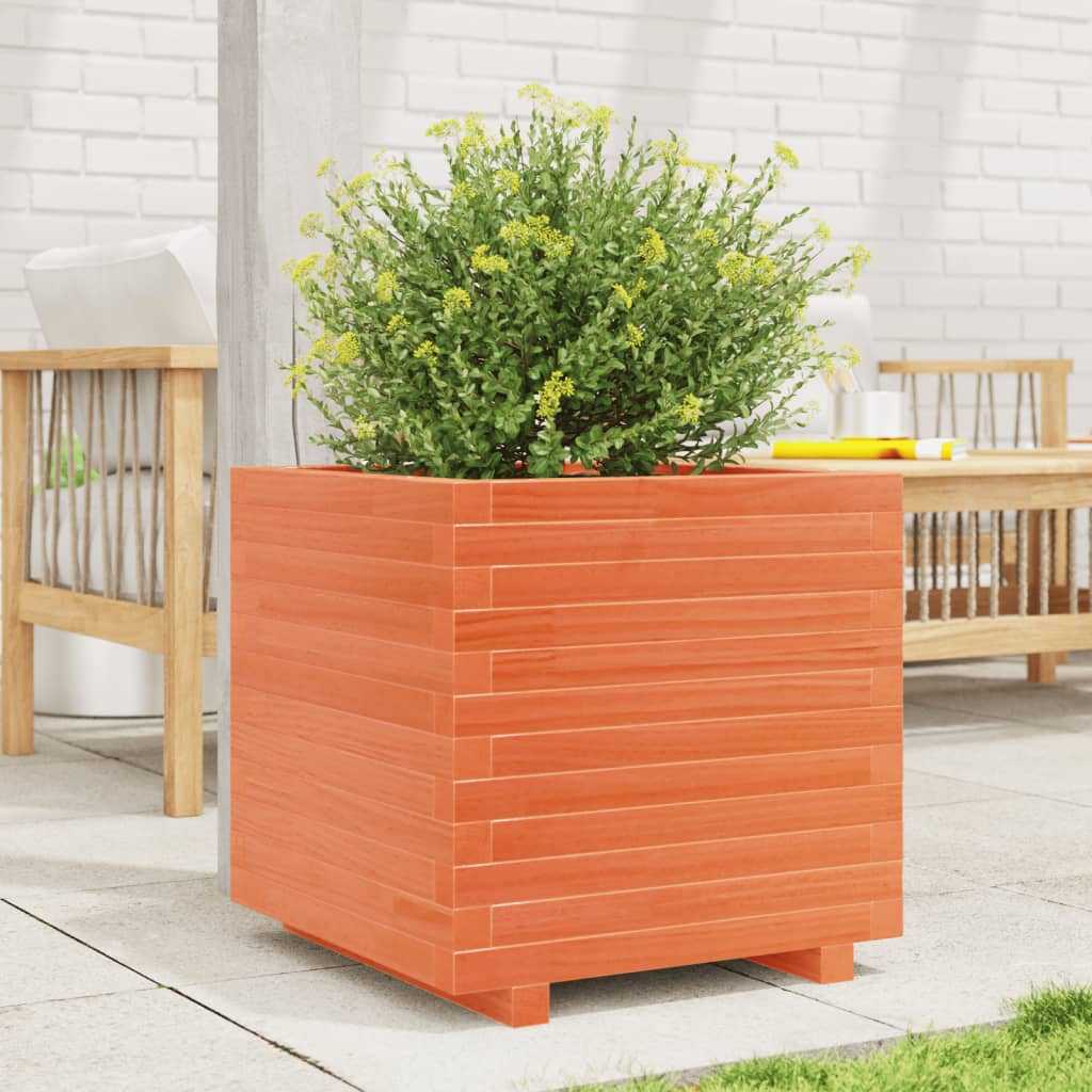VidaXL Jardinière 50x50x49,5 cm bois de pin massif, marron lavé
