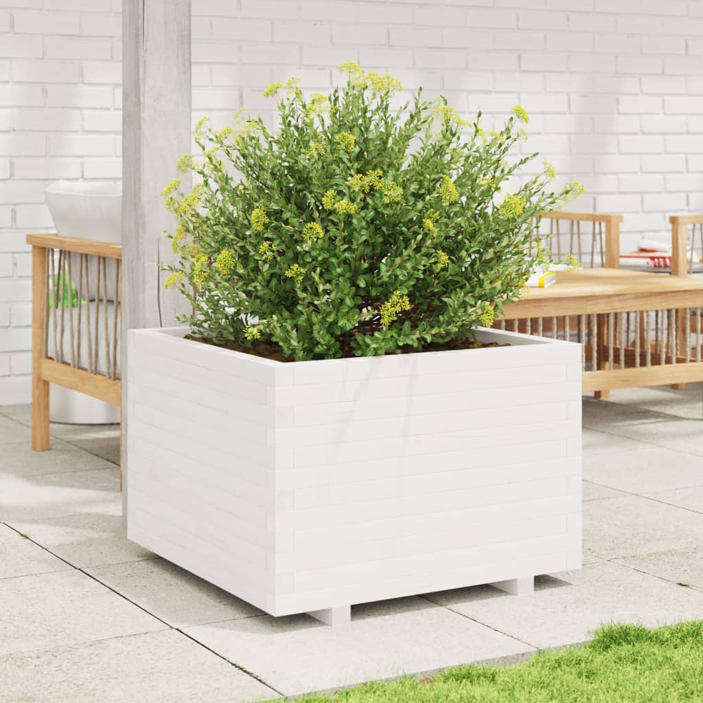 VidaXL Jardinière 70x70x49,5 cm bois de pin massif blanc