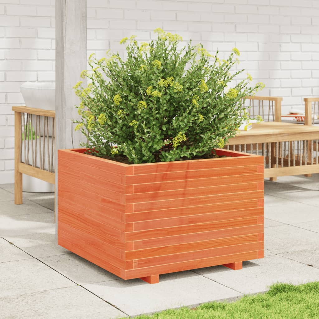 VidaXL Jardinière 70x70x49,5 cm bois de pin massif, marron lavé