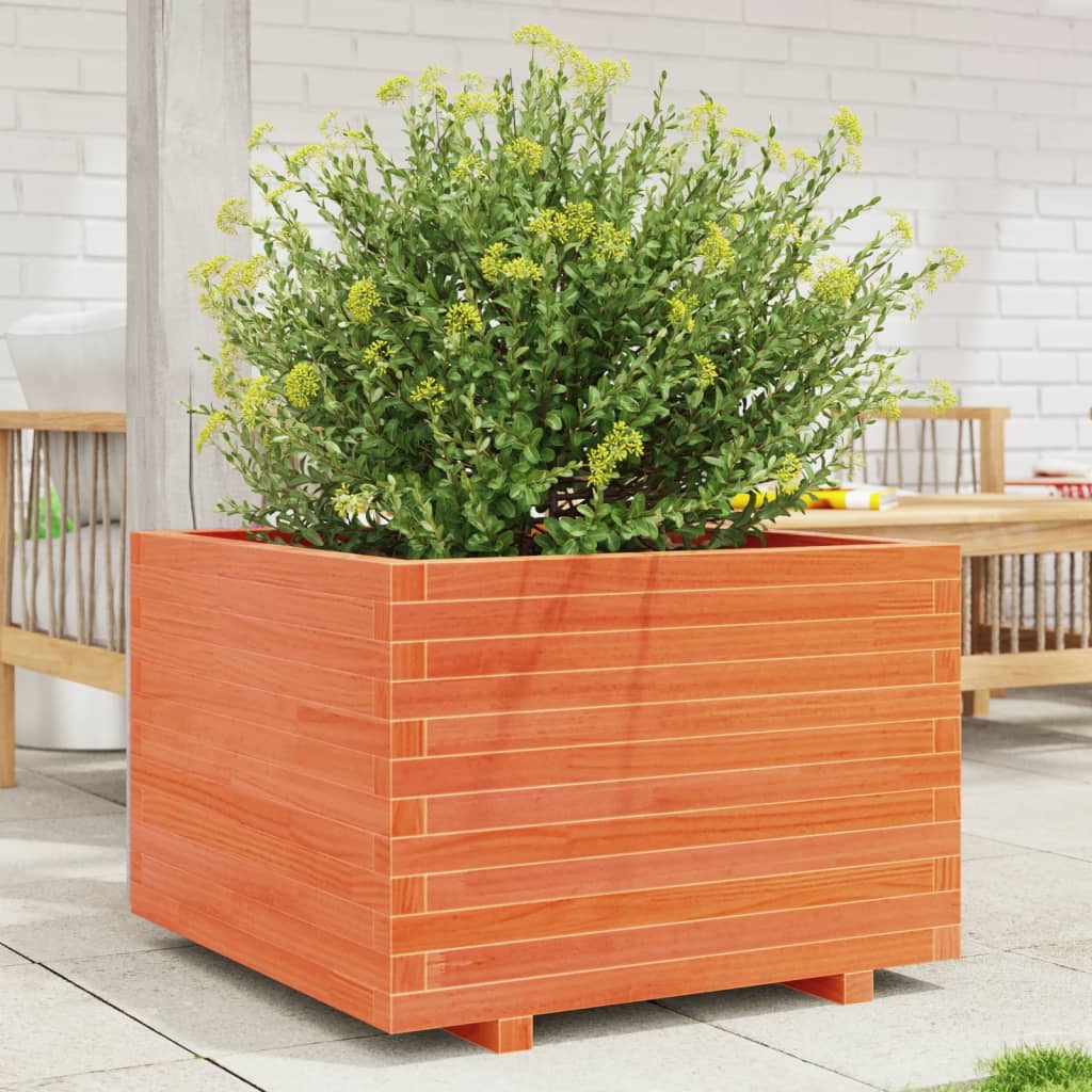 VidaXL Jardinière 70x70x49,5 cm bois de pin massif, marron lavé