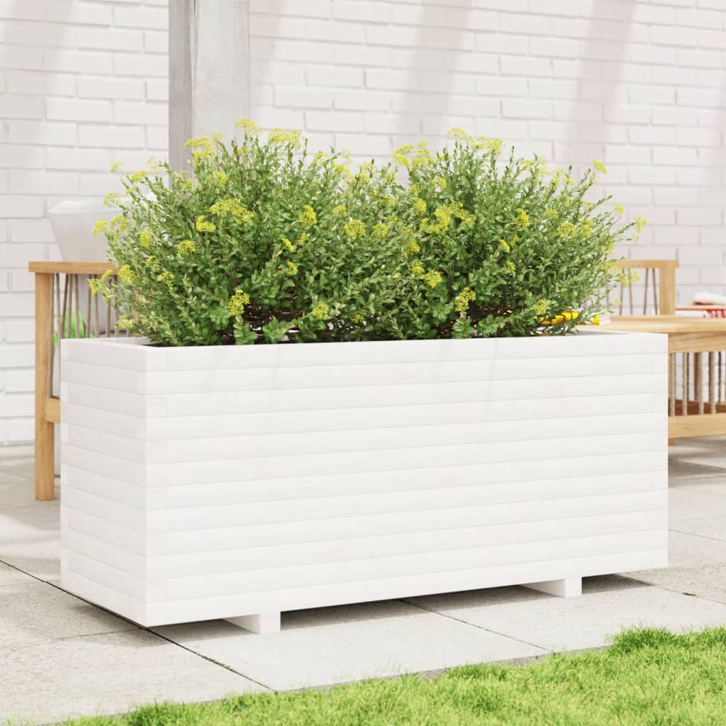 VidaXL Plantenbak 110x40x49,5 cm massief grenenhout wit