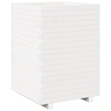 VidaXL Jardinière 50x50x72,5 cm bois de pin massif blanc