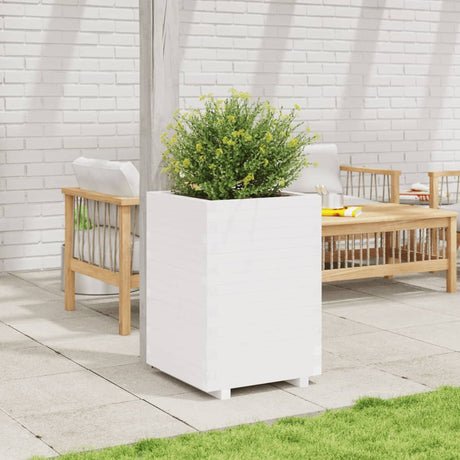 VidaXL Jardinière 50x50x72,5 cm bois de pin massif blanc