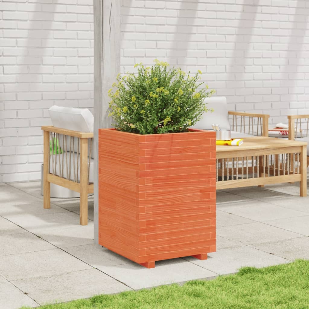 VidaXL Jardinière 50x50x72,5 cm bois de pin massif, marron lavé