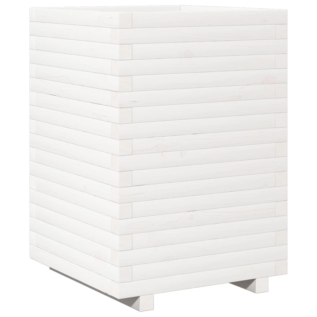 VidaXL Jardinière 50x50x72 cm bois de pin massif blanc
