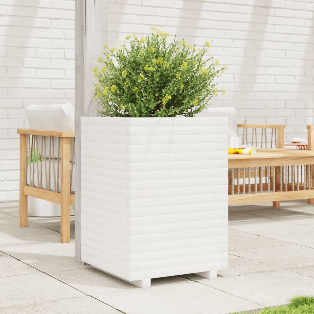 VidaXL Jardinière 50x50x72 cm bois de pin massif blanc