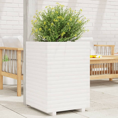 VidaXL Jardinière 50x50x72 cm bois de pin massif blanc