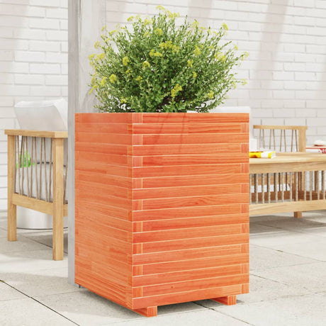VidaXL Jardinière 50x50x72 cm bois de pin massif, marron lavé