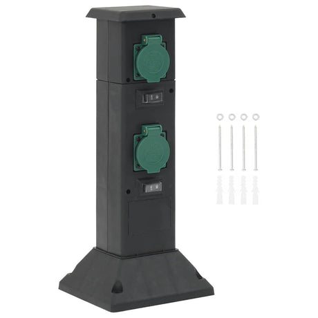 Vidaxx colonne de prise de jardin 4 voies 16x16x39,5 cm noir et vert