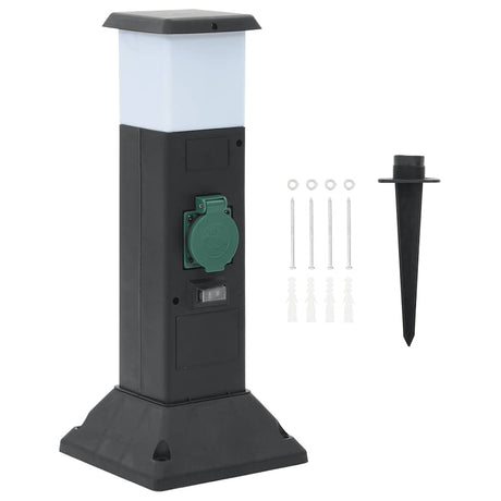 Vidaxxl prise de jardin avec lampe et broche de terre 2 voies 16x16x39,5 cm