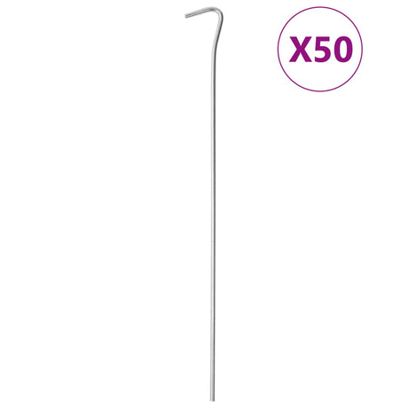 Piquets de tente Vidaxl 50 pcs ø4 mm 30 cm acier galvanisé