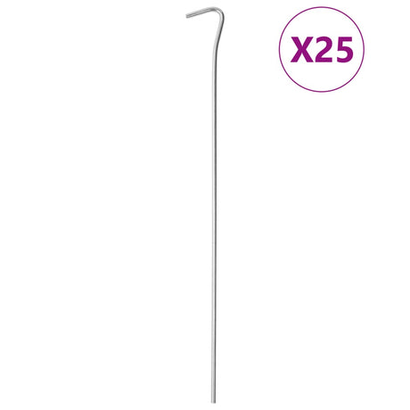 Piquets de tente Vidaxl 25 pcs ø4 mm 30 cm acier galvanisé