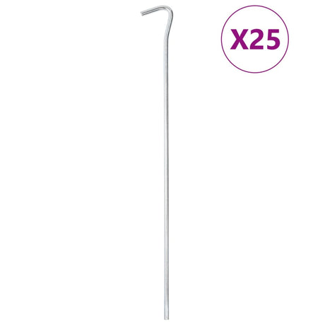 Piquets de tente Vidaxl 25 pcs ø5 mm 30 cm acier galvanisé