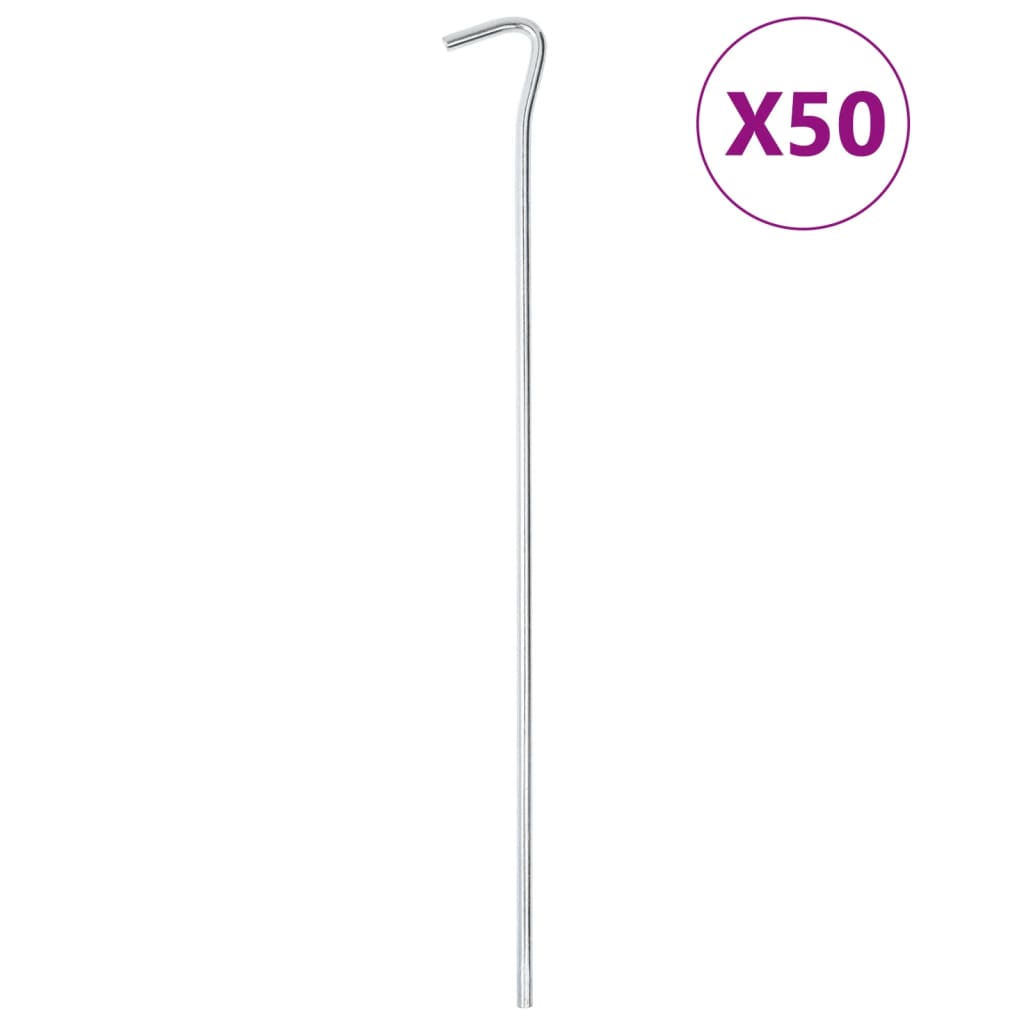 Piquets de tente Vidaxl 50 pcs ø7 mm 30 cm acier galvanisé