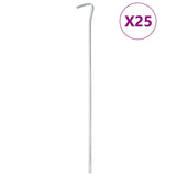 Piquets de tente Vidaxl 25 pcs ø7 mm 30 cm acier galvanisé