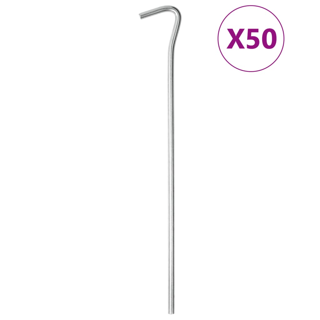 Piquets de tente Vidaxl 50 pcs ø5 mm 23 cm acier galvanisé