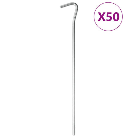 Piquets de tente Vidaxl 50 pcs ø5 mm 23 cm acier galvanisé